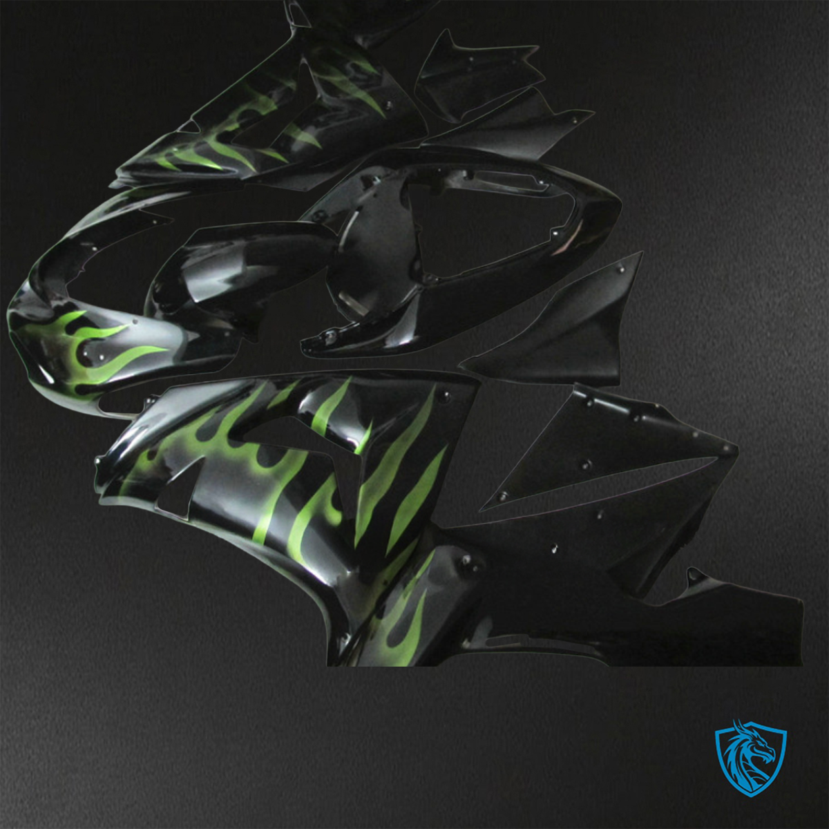 Kawasaki Ninja ZX-10R (2006-2007) Black & Green - Custom ABS Fairing Kit