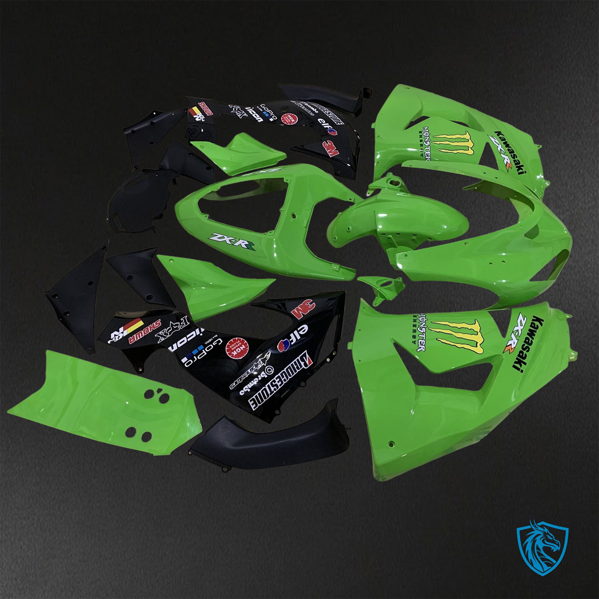 Kawasaki Ninja ZX-10R (2006-2007) Green & Black ABS Bodywork - Fairings Kit