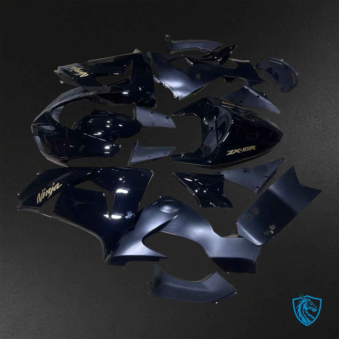 Kawasaki Ninja ZX-10R (2006-2007) Glossy Matte Black Fairings Kit - Aftermarket ABS Bodywork