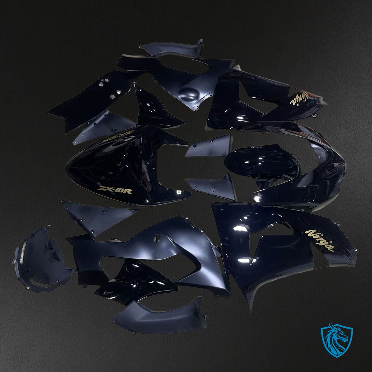 Kawasaki Ninja ZX-10R (2006-2007) Glossy Matte Black Fairings Kit - Aftermarket ABS Bodywork