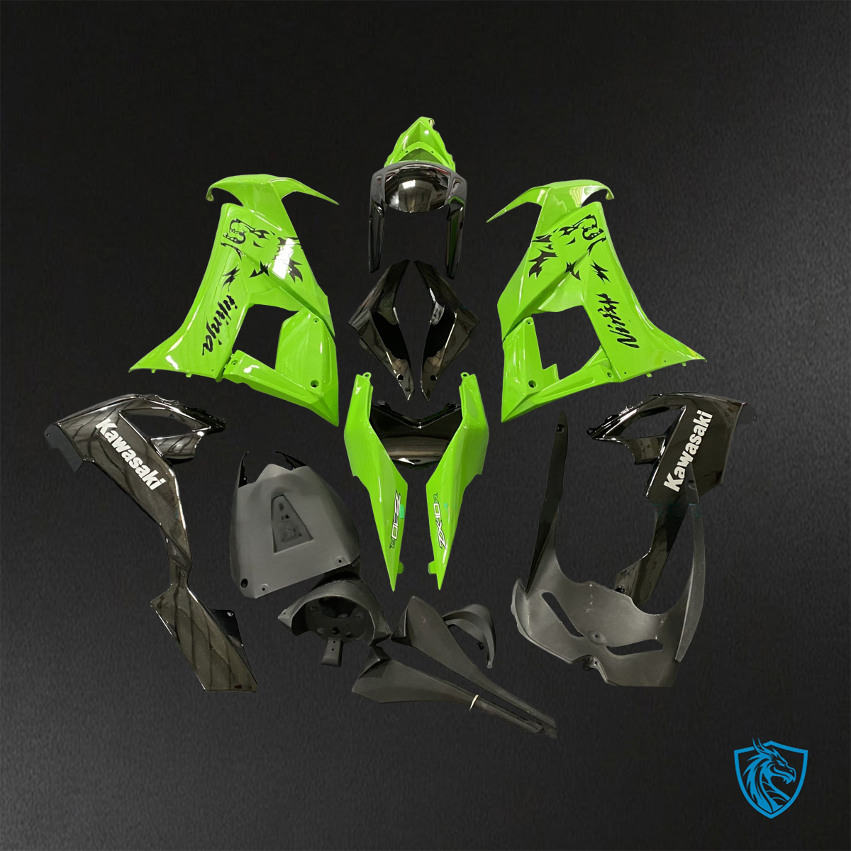 Kawasaki Ninja ZX-10R (2008-2010) Gloss Green & Black - Replacement Motorcycle Fairings Kit