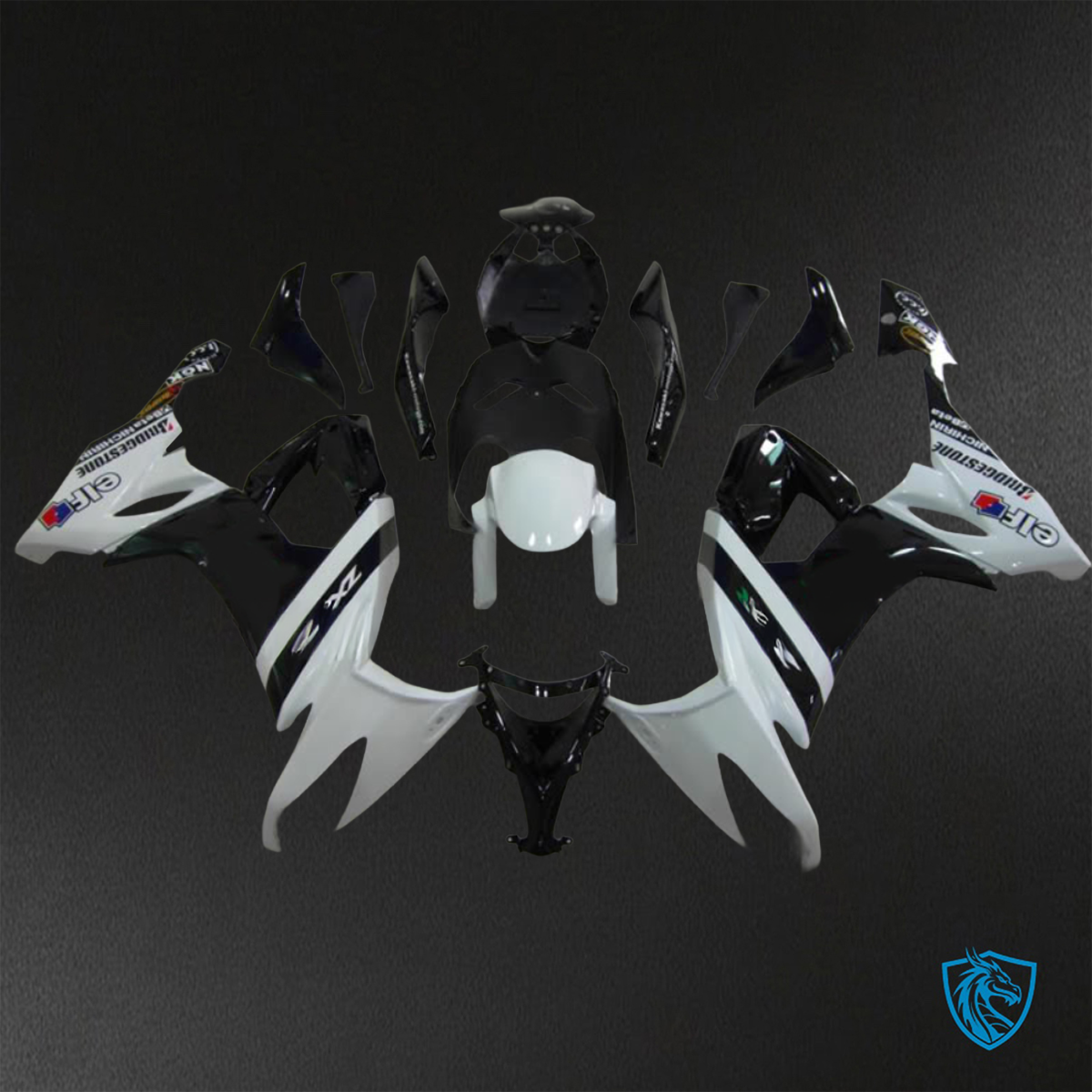 Kawasaki Ninja ZX-10R (2008-2010) Black & White Fairings Kit - Aftermarket ABS Bodywork