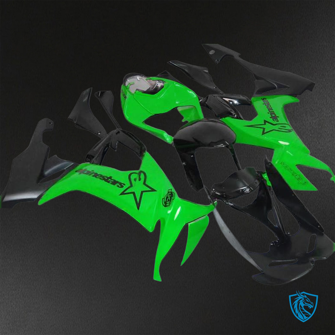 Kawasaki Ninja ZX-10R (2008-2010) Green & Black Fairings Kit - Aftermarket ABS Bodywork