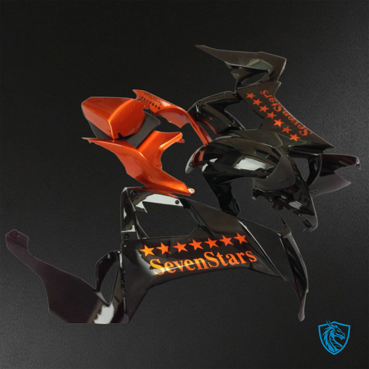 Kawasaki Ninja ZX-10R (2008-2010) Black & Red Seven Stars - Custom ABS Fairing Kit