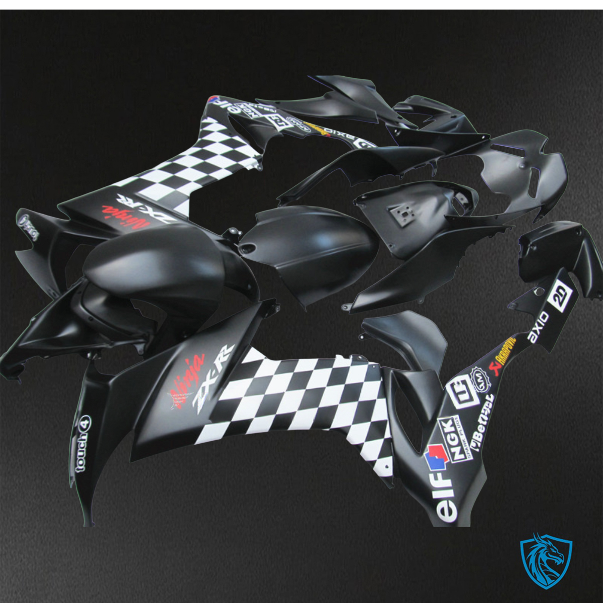 Kawasaki Ninja ZX-10R (2008-2010) Black & White ABS Bodywork - Fairings Kit