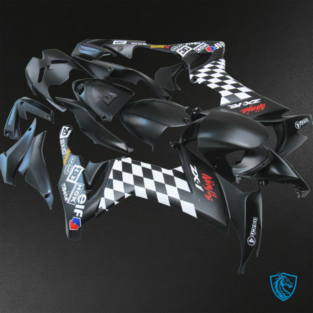 Kawasaki Ninja ZX-10R (2008-2010) Black & White ABS Bodywork - Fairings Kit
