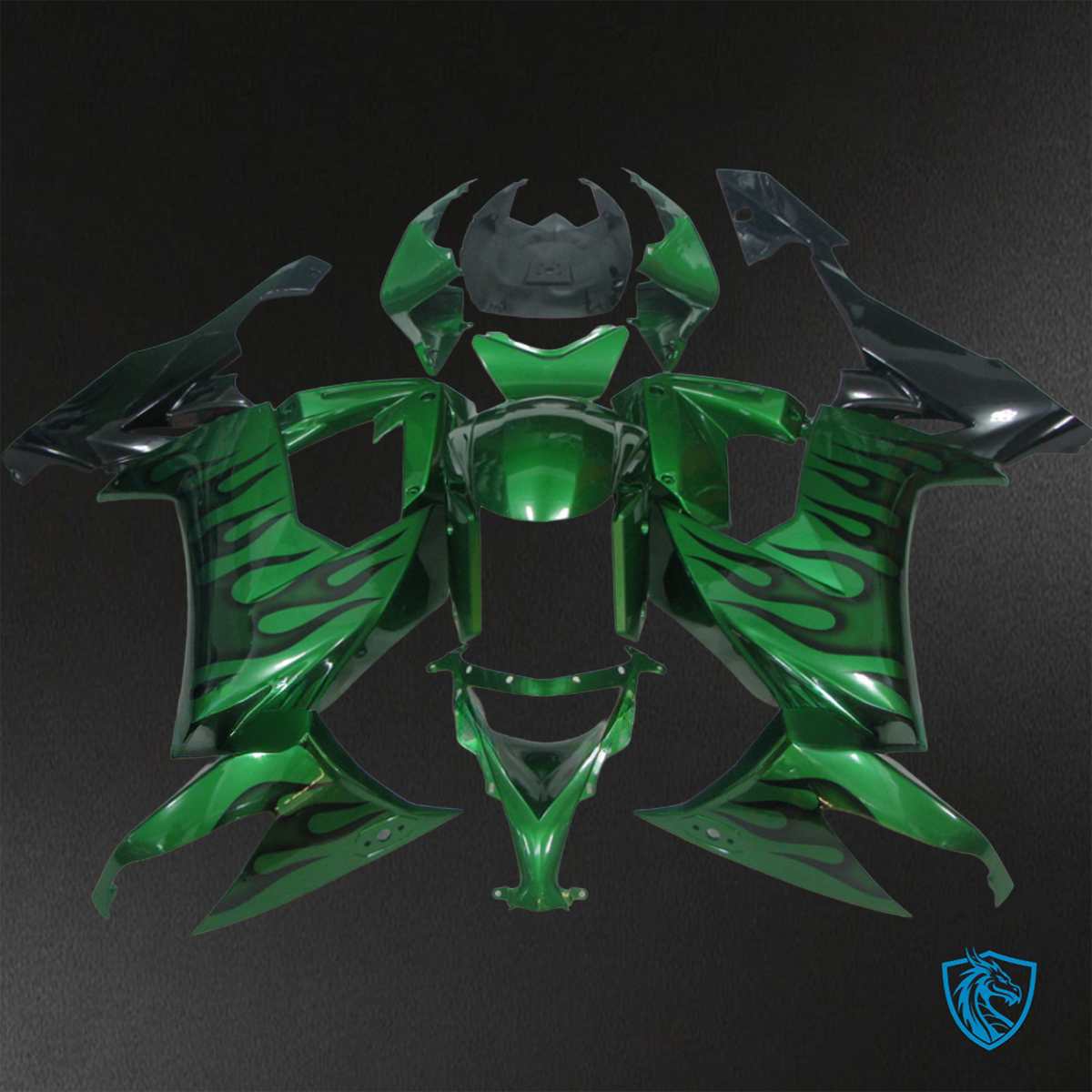 Kawasaki Ninja ZX-10R (2008-2010) Green Flame ABS Bodywork - Fairings Kit