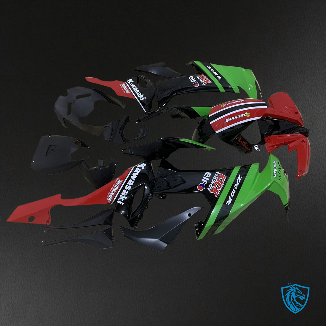 Kawasaki Ninja ZX-10R (2008-2010) Green, Black & Red Fairings Kit - Aftermarket ABS Bodywork