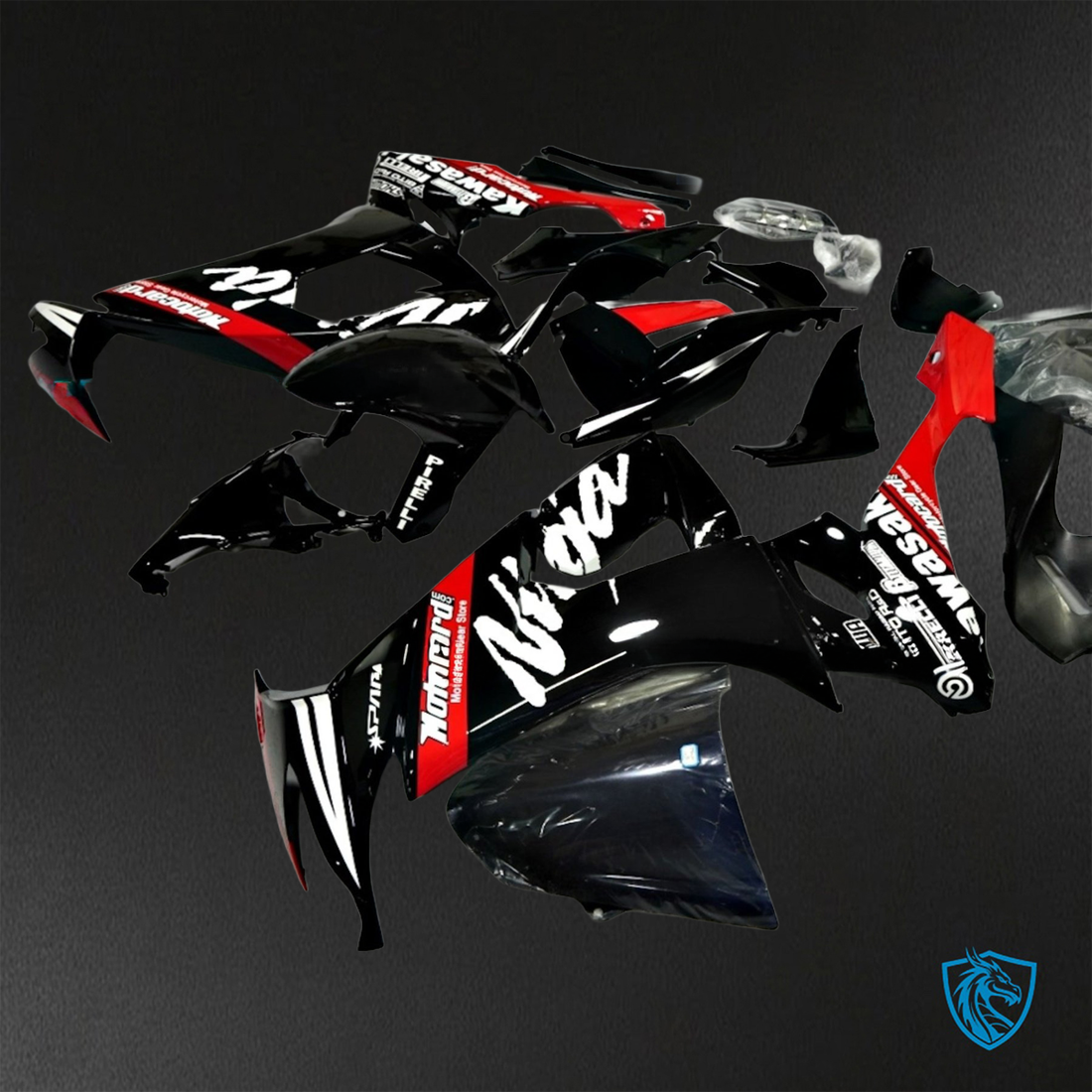 Kawasaki Ninja ZX-10R (2008-2010) Black, Red & White Fairings Kit - Aftermarket ABS Bodywork