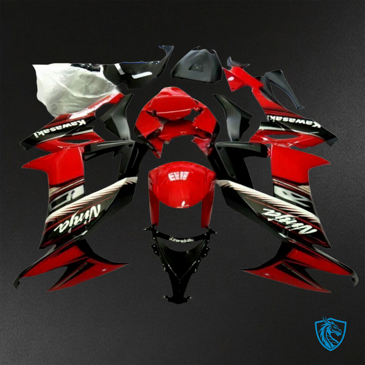 Kawasaki Ninja ZX-10R (2008-2010) Red, Black & White - Replacement Motorcycle Fairings Kit
