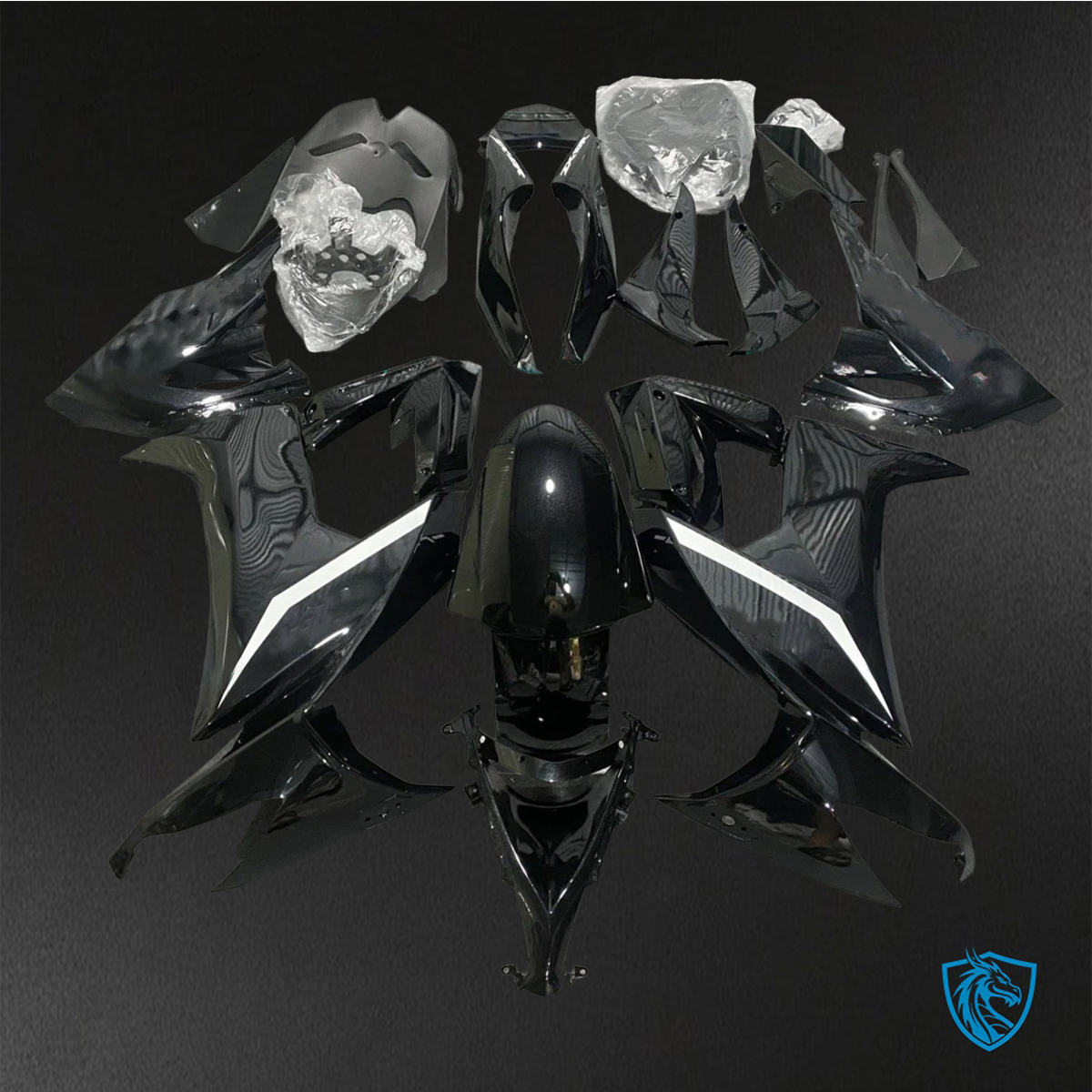 Kawasaki Ninja ZX-10R (2008-2010) Black & White Fairings Kit - Aftermarket ABS Bodywork