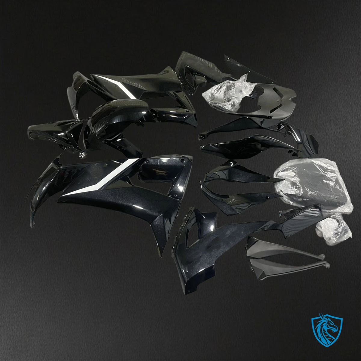 Kawasaki Ninja ZX-10R (2008-2010) Black & White Fairings Kit - Aftermarket ABS Bodywork