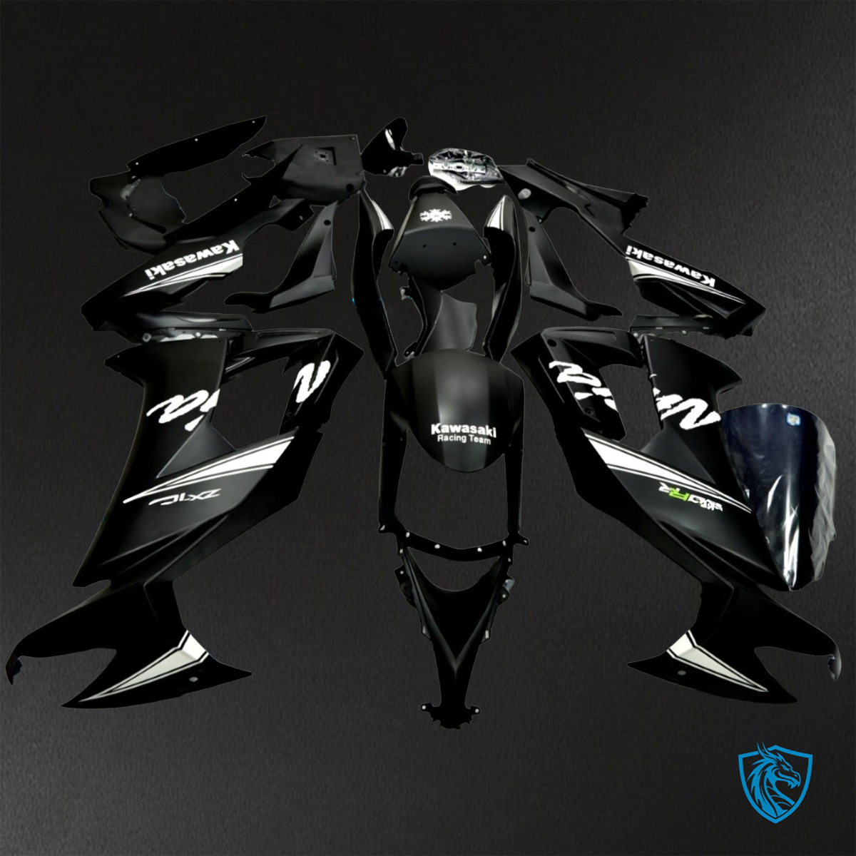 Kawasaki Ninja ZX-10R (2008-2010) Black & White - Custom ABS Fairing Kit