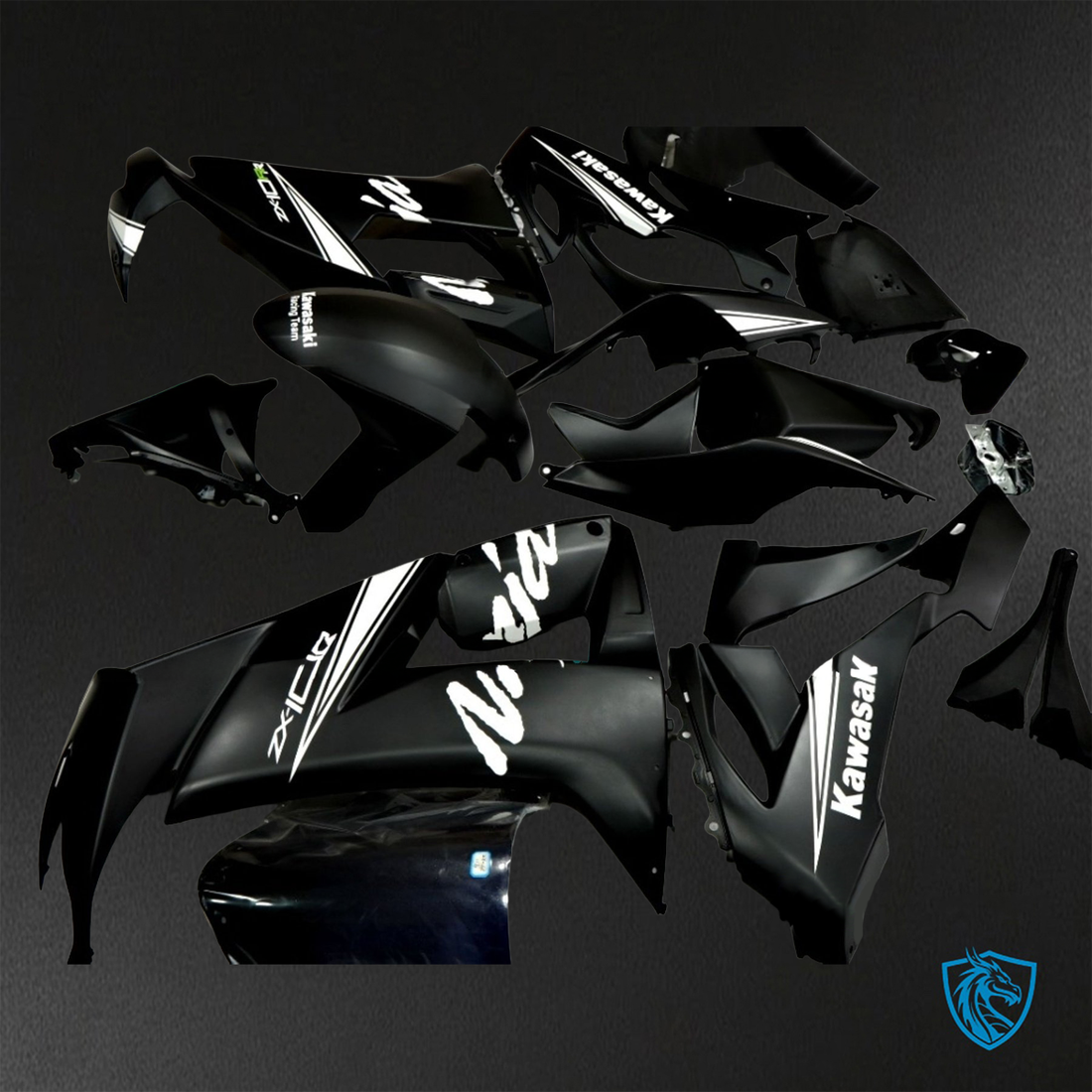Kawasaki Ninja ZX-10R (2008-2010) Black & White - Custom ABS Fairing Kit