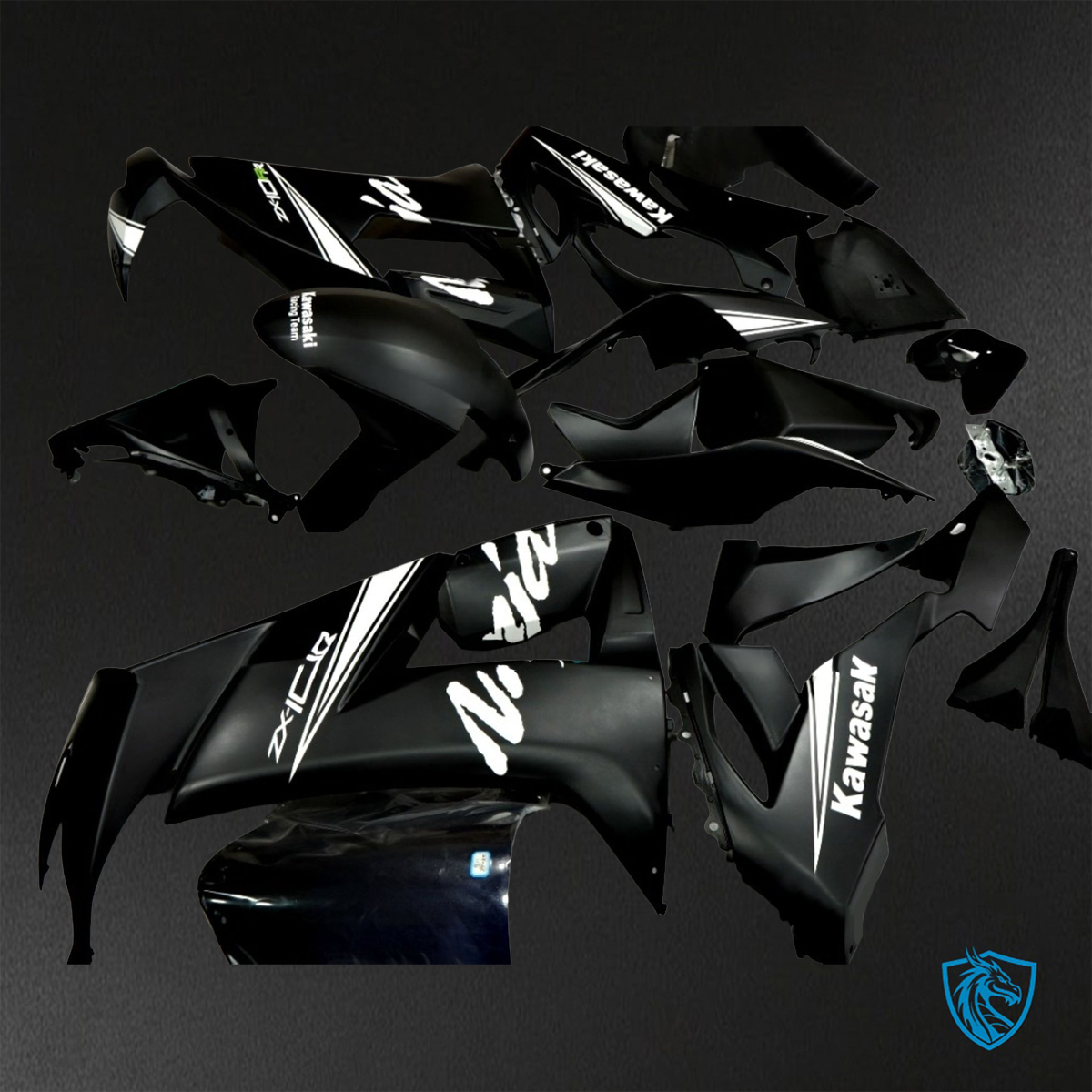 Kawasaki Ninja ZX-10R (2008-2010) Black & White - Custom ABS Fairing Kit