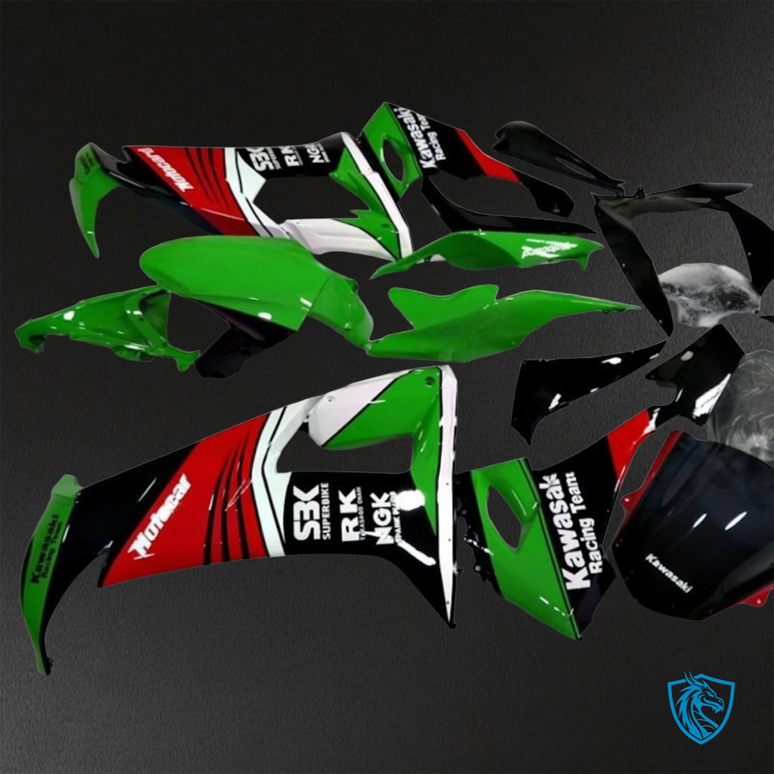 Kawasaki Ninja ZX-10R (2008-2010) Green, Black, White & Red - Replacement Motorcycle Fairings Kit