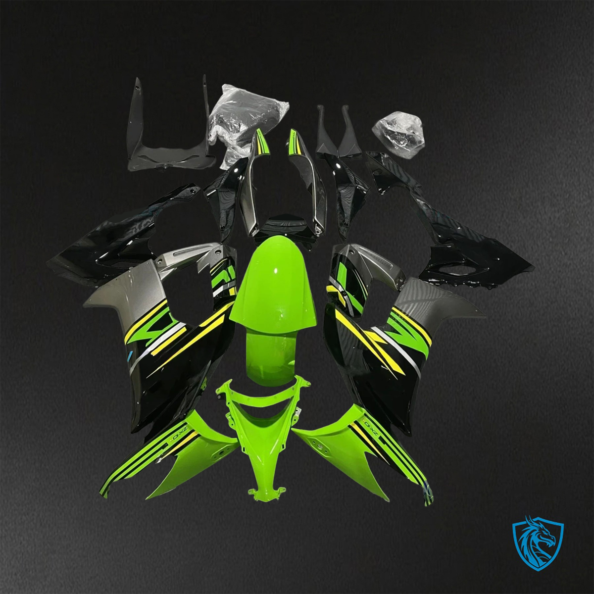 Kawasaki Ninja ZX-10R (2008-2010) Green & Black - Custom ABS Fairing Kit
