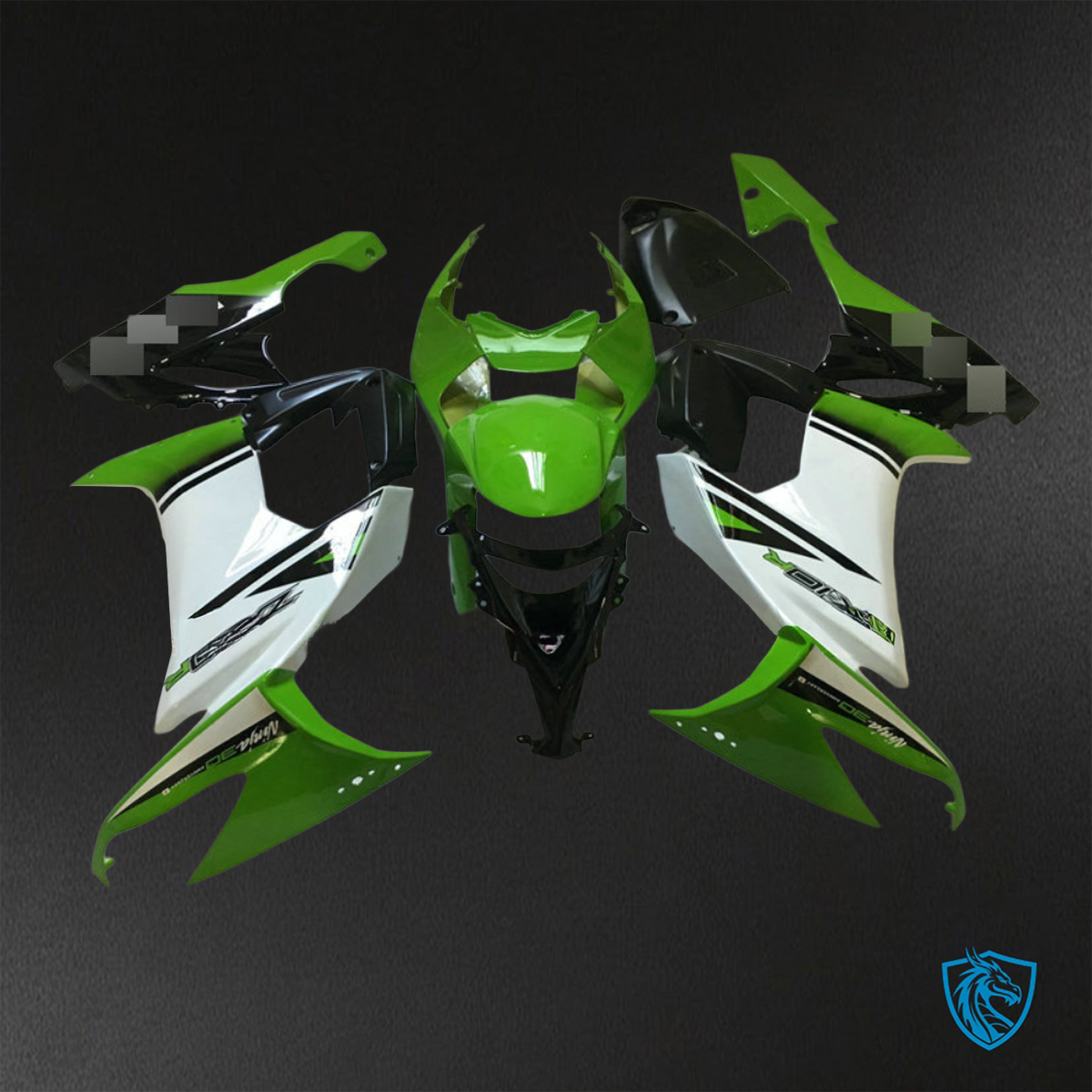 Kawasaki Ninja ZX-10R (2008-2010) Glossy Green & White Fairings Kit - Aftermarket ABS Bodywork