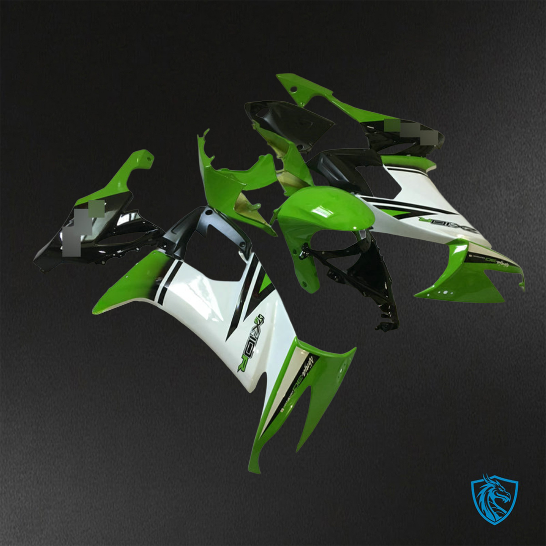 Kawasaki Ninja ZX-10R (2008-2010) Glossy Green & White Fairings Kit - Aftermarket ABS Bodywork