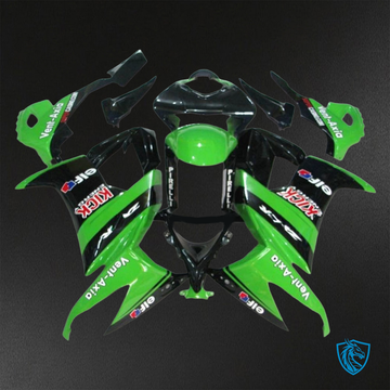 Kawasaki Ninja ZX-10R (2008-2010) Glossy Green & Black Logos - Custom ABS Fairing Kit