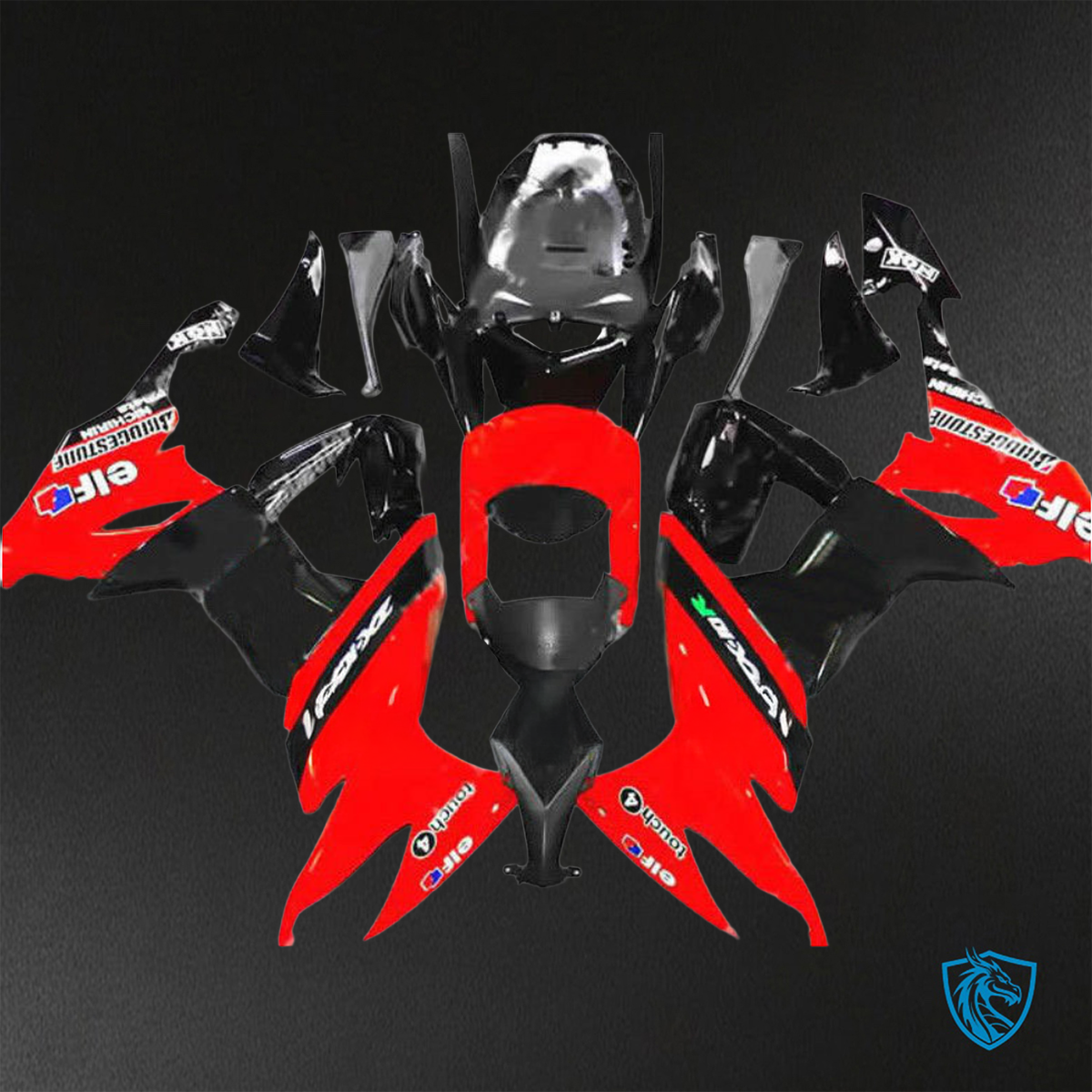 Kawasaki Ninja ZX-10R (2008-2010) Glossy Red & Black Logos ABS Bodywork - Fairings Kit