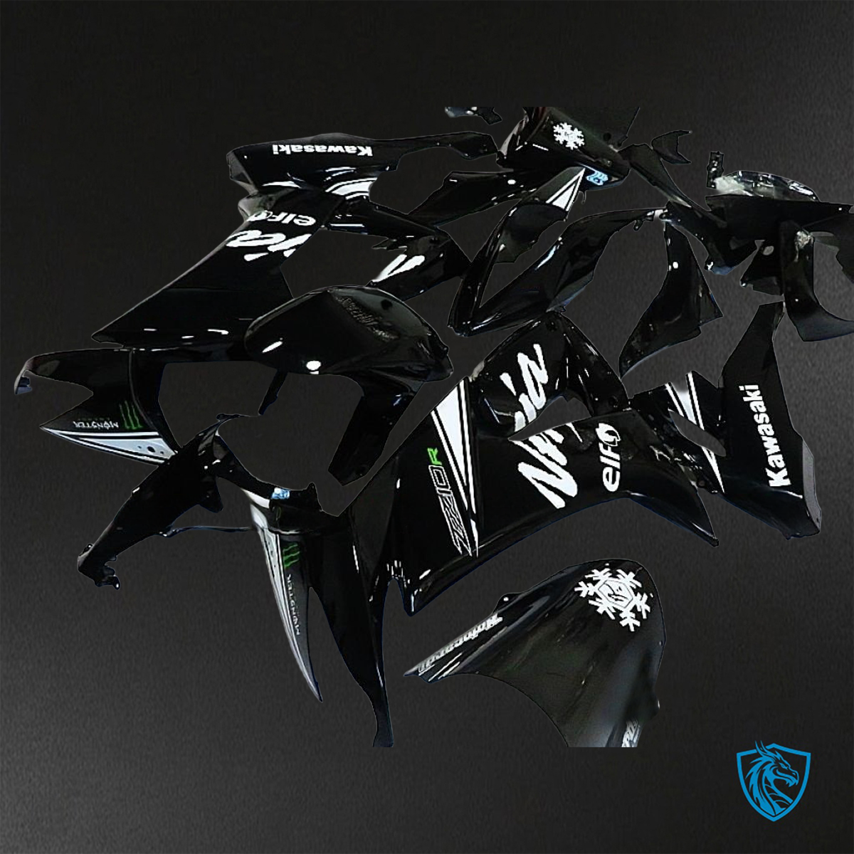 Kawasaki Ninja ZX-10R (2008-2010) Black & White Fairings Kit - Aftermarket ABS Bodywork