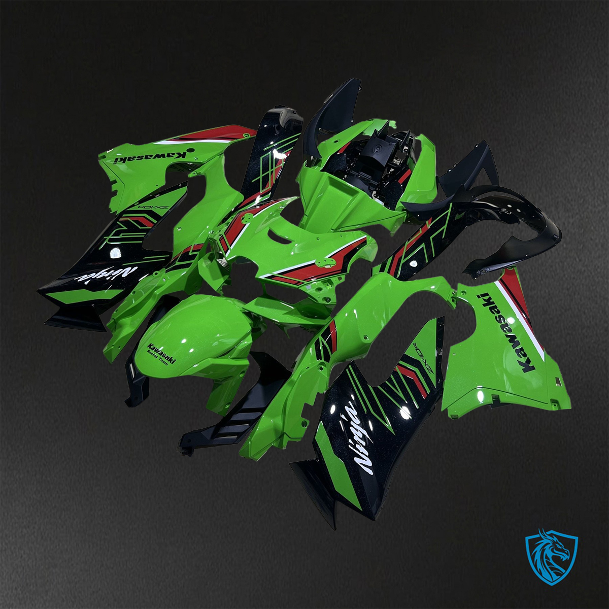 Kawasaki Ninja ZX-10R (2021-2023) Glossy Green, Black & Red Fairing Kit - Aftermarket ABS Bodywork
