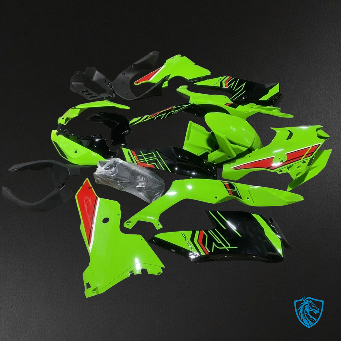 Kawasaki Ninja ZX-10R (2021-2023) Green, Red & Black Fairings Kit - Aftermarket ABS Bodywork