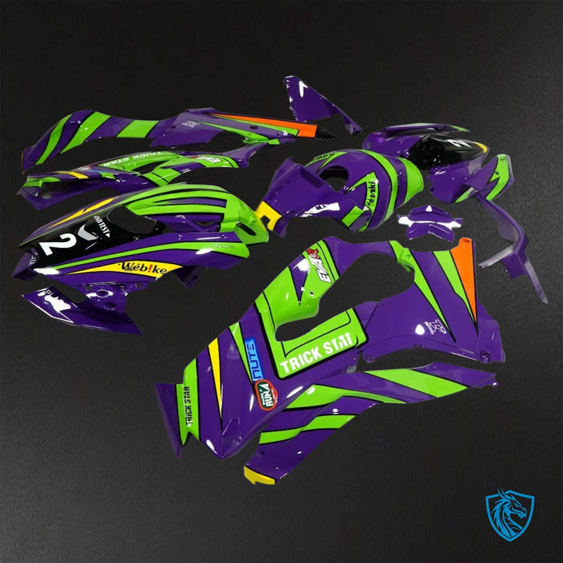 Kawasaki Ninja ZX-10R (2021-2023) Yellow, Green & Purple Fairing Kit - Aftermarket ABS Bodywork