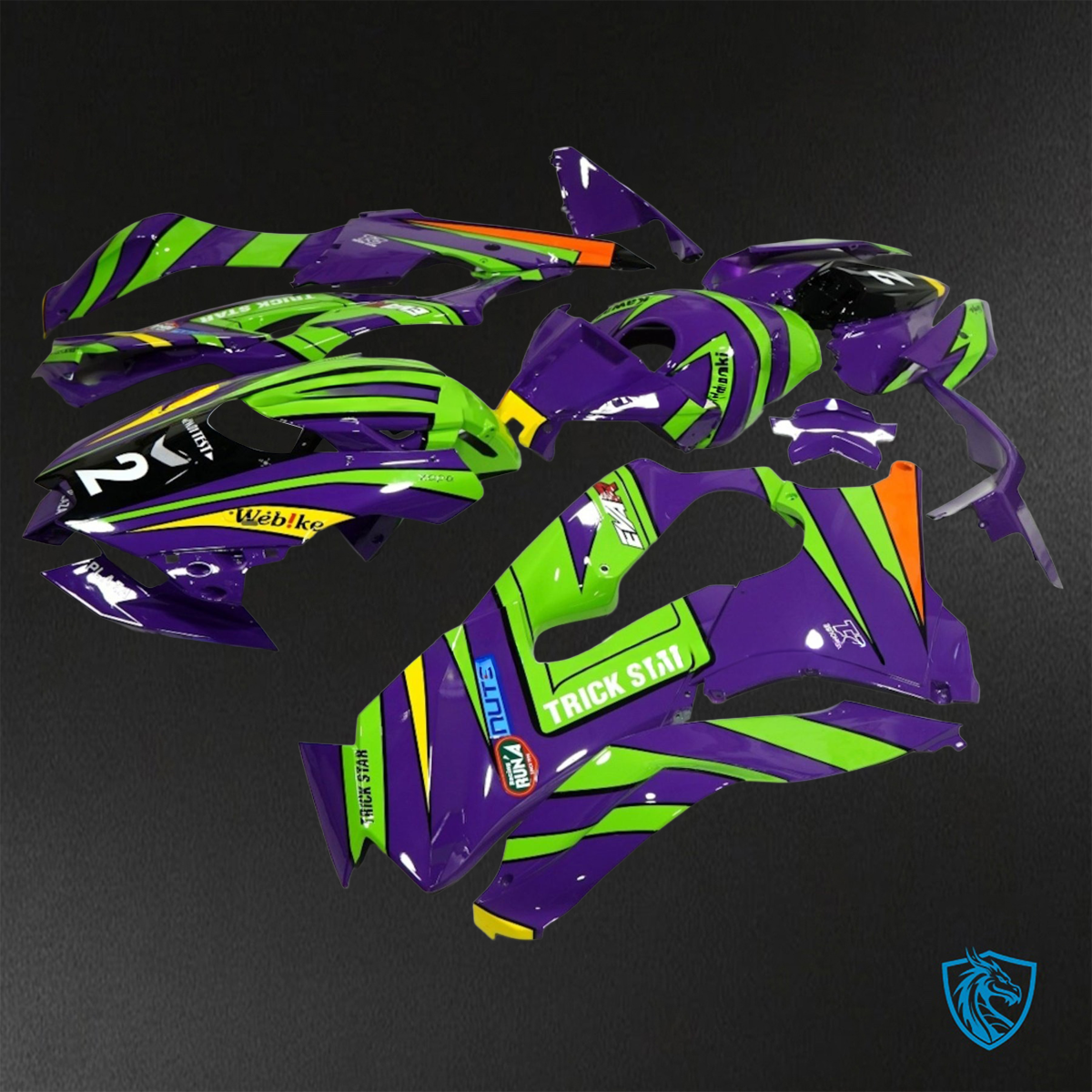 Kawasaki Ninja ZX-10R (2021-2023) Yellow, Green & Purple Fairing Kit - Aftermarket ABS Bodywork
