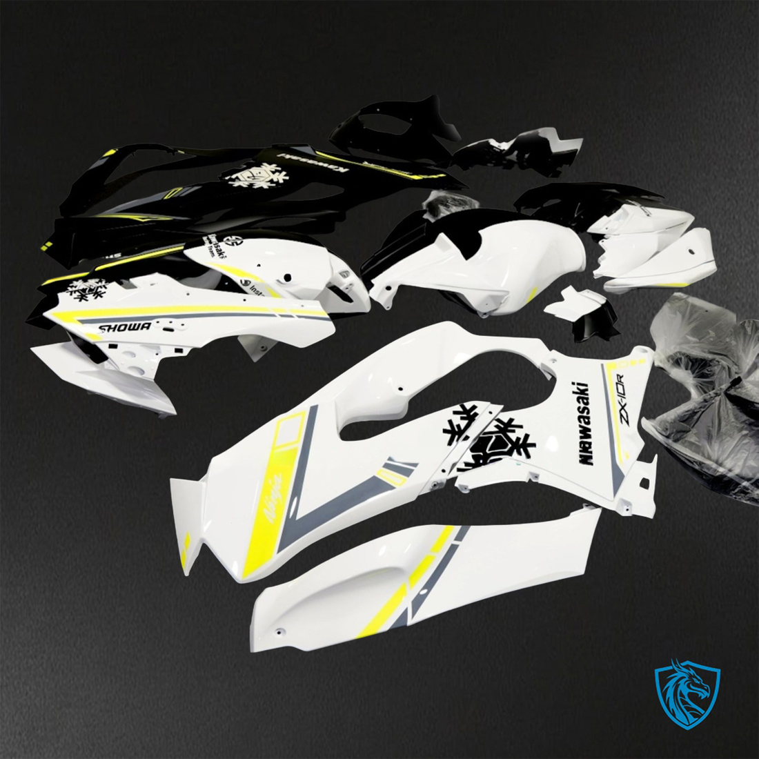 Kawasaki Ninja ZX-10R (2021-2023) Black, White & Yellow Fairings Kit - Aftermarket ABS Bodywork