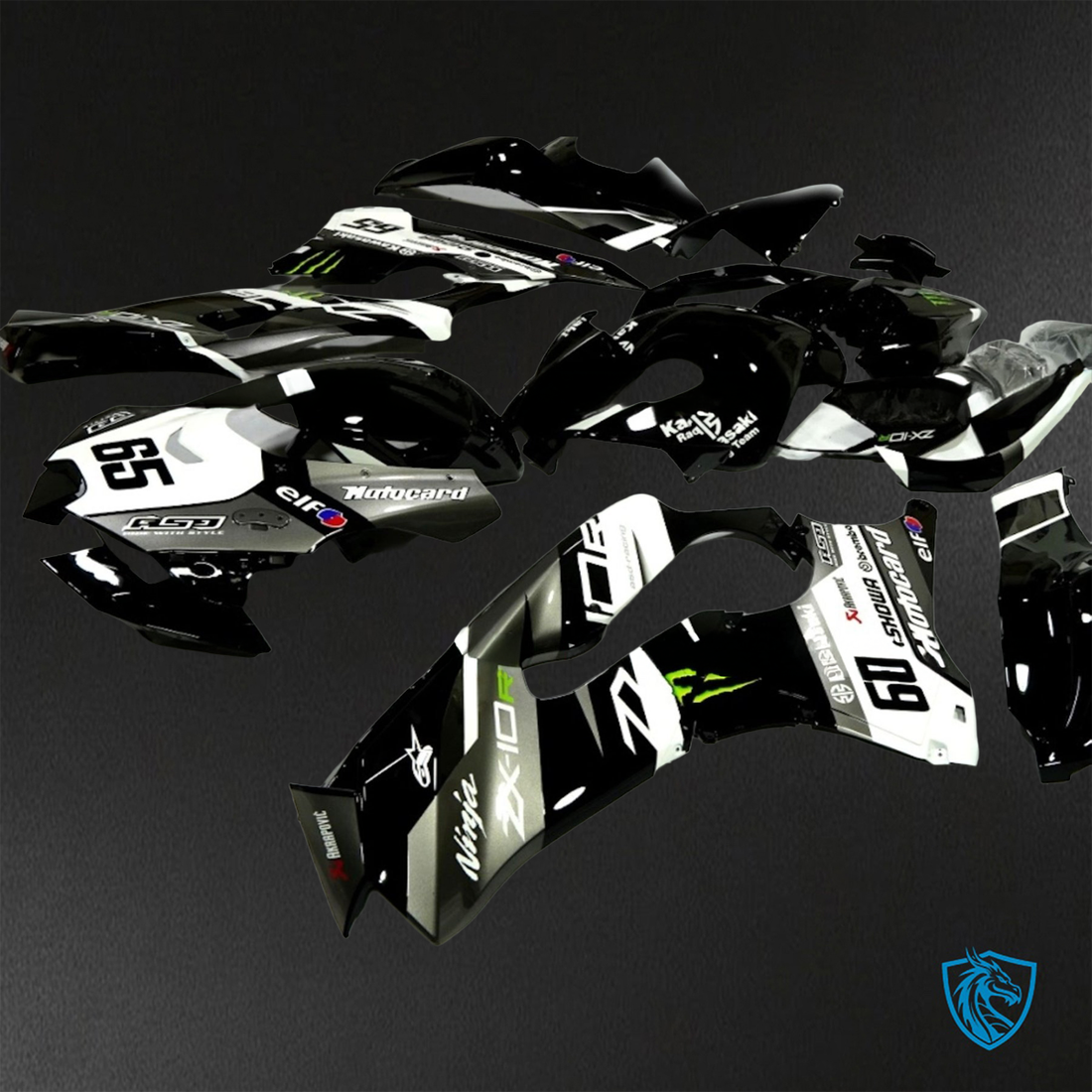 Kawasaki Ninja ZX-10R (2021-2023) Gray, Black & White ABS Bodywork - Fairings Kit