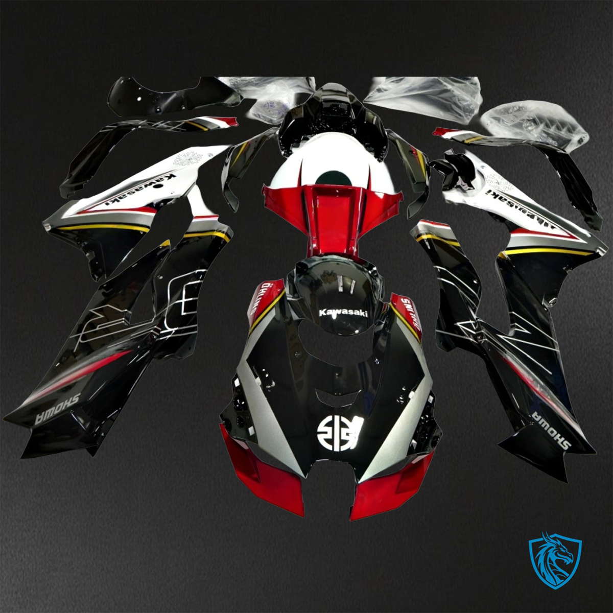 Kawasaki Ninja ZX-10R (2021-2023) Black, Red & White Fairing Kit - ABS Bodywork
