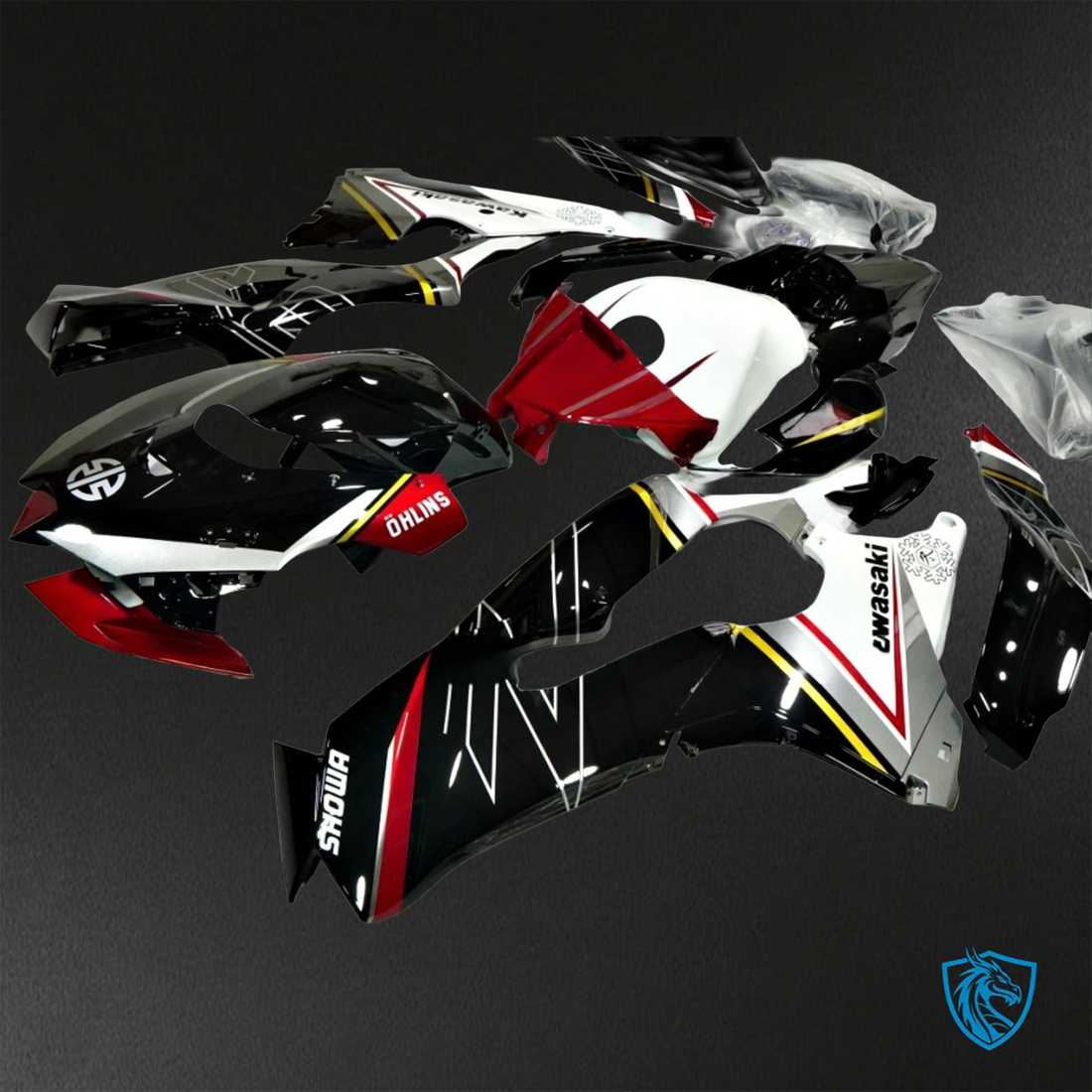 Kawasaki Ninja ZX-10R (2021-2023) Black, Red & White Fairing Kit - ABS Bodywork