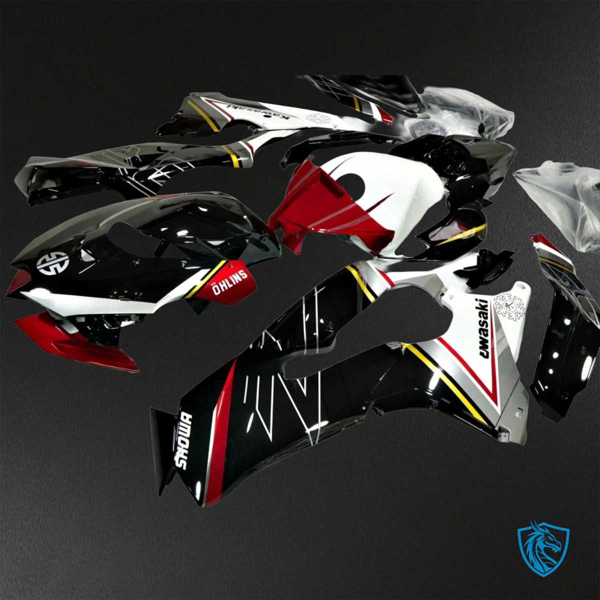 Kawasaki Ninja ZX-10R (2021-2023) Black, Red & White Fairing Kit - ABS Bodywork