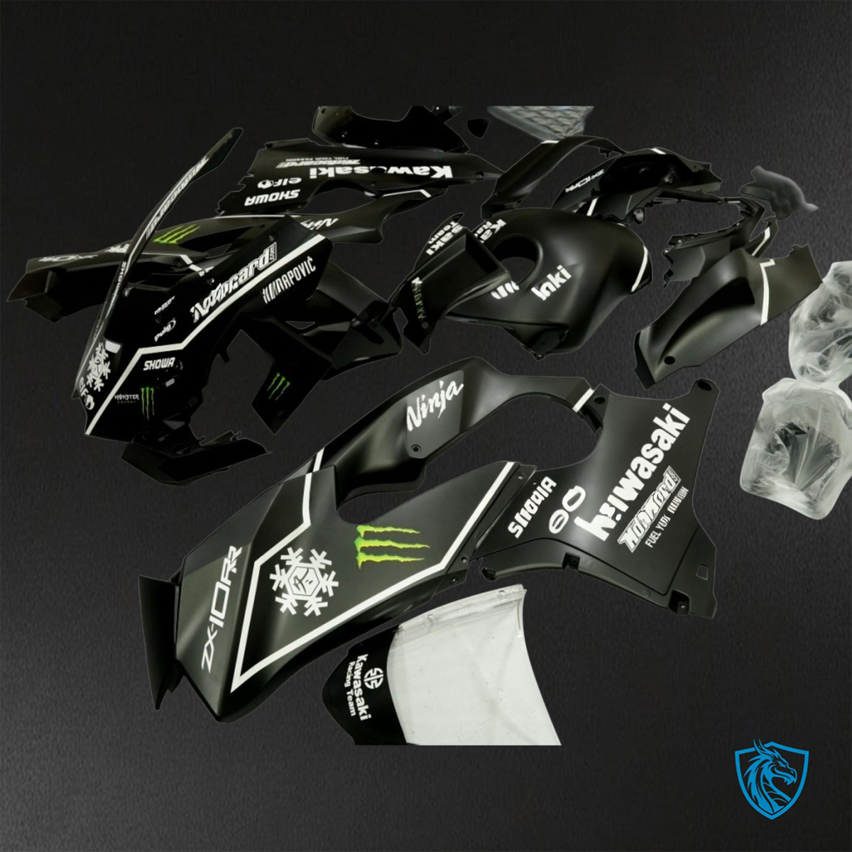 Kawasaki Ninja ZX-10R (2021-2023) White & Black - Replacement Motorcycle Fairings Kit