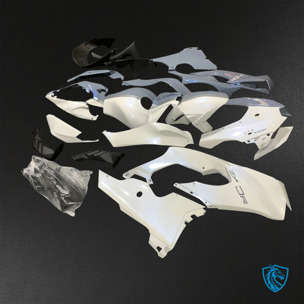 Kawasaki Ninja ZX-10R (2021-2023) Gloss Gray & White Fairing Kit - ABS Bodywork