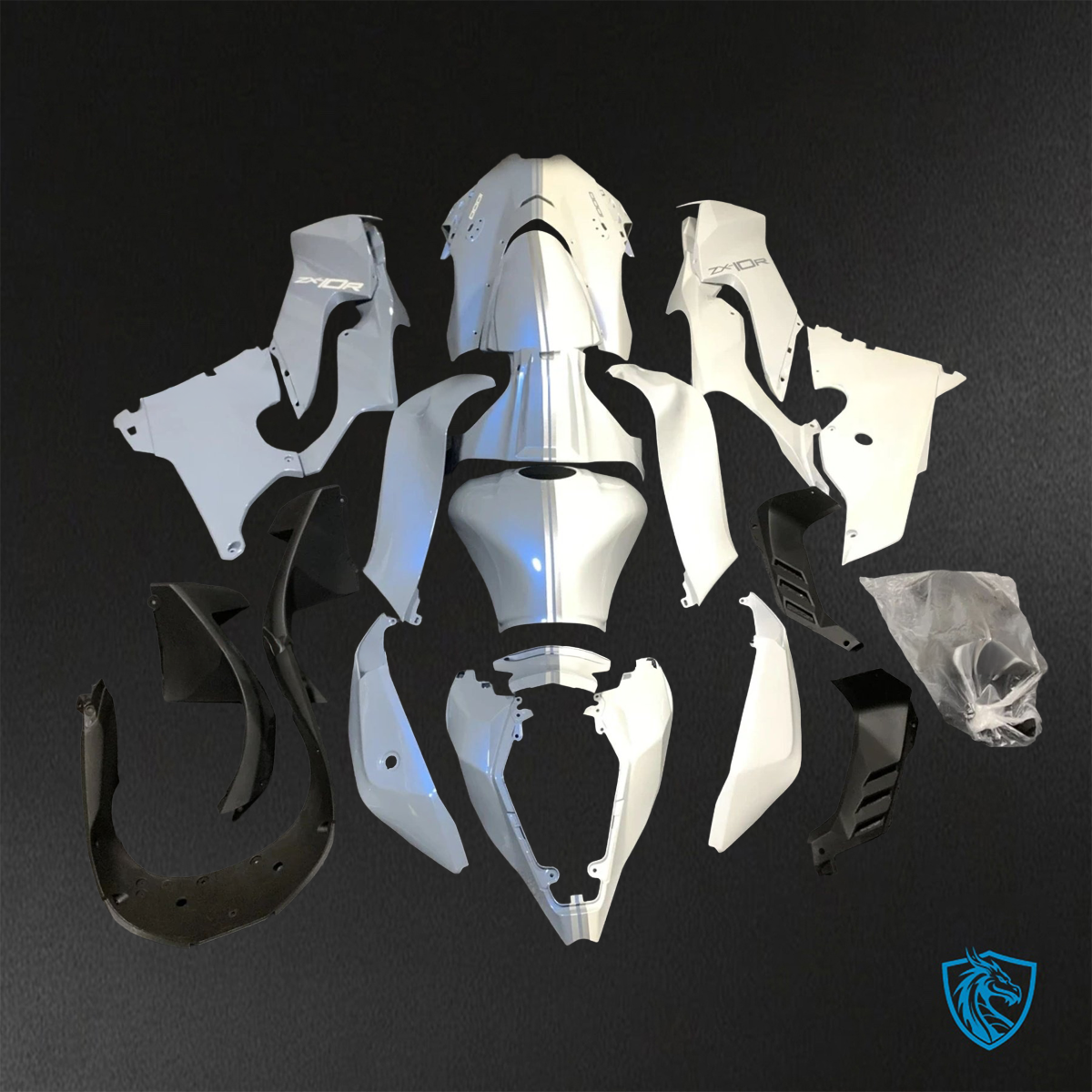 Kawasaki Ninja ZX-10R (2021-2023) Gloss Gray & White Fairing Kit - ABS Bodywork