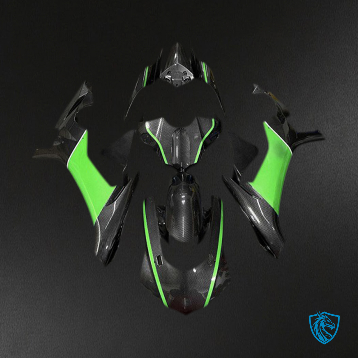 Yamaha R1 (2015-2019) Black & Green Carbon Fiber Motorcycle Fairing Kit | ABS Bodywork