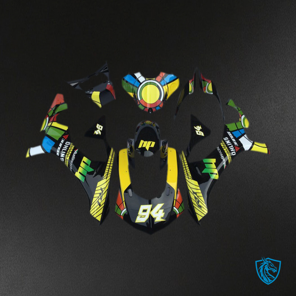Yamaha R1 (2015-2019) Black & Yellow Custom 94 - MERGEment Motorcycle Fairings Kit