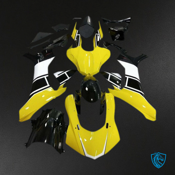 Yamaha R1 (2015-2019) Glossy Yellow, White & Black Motorcycle - Custom ABS Fairing Kit