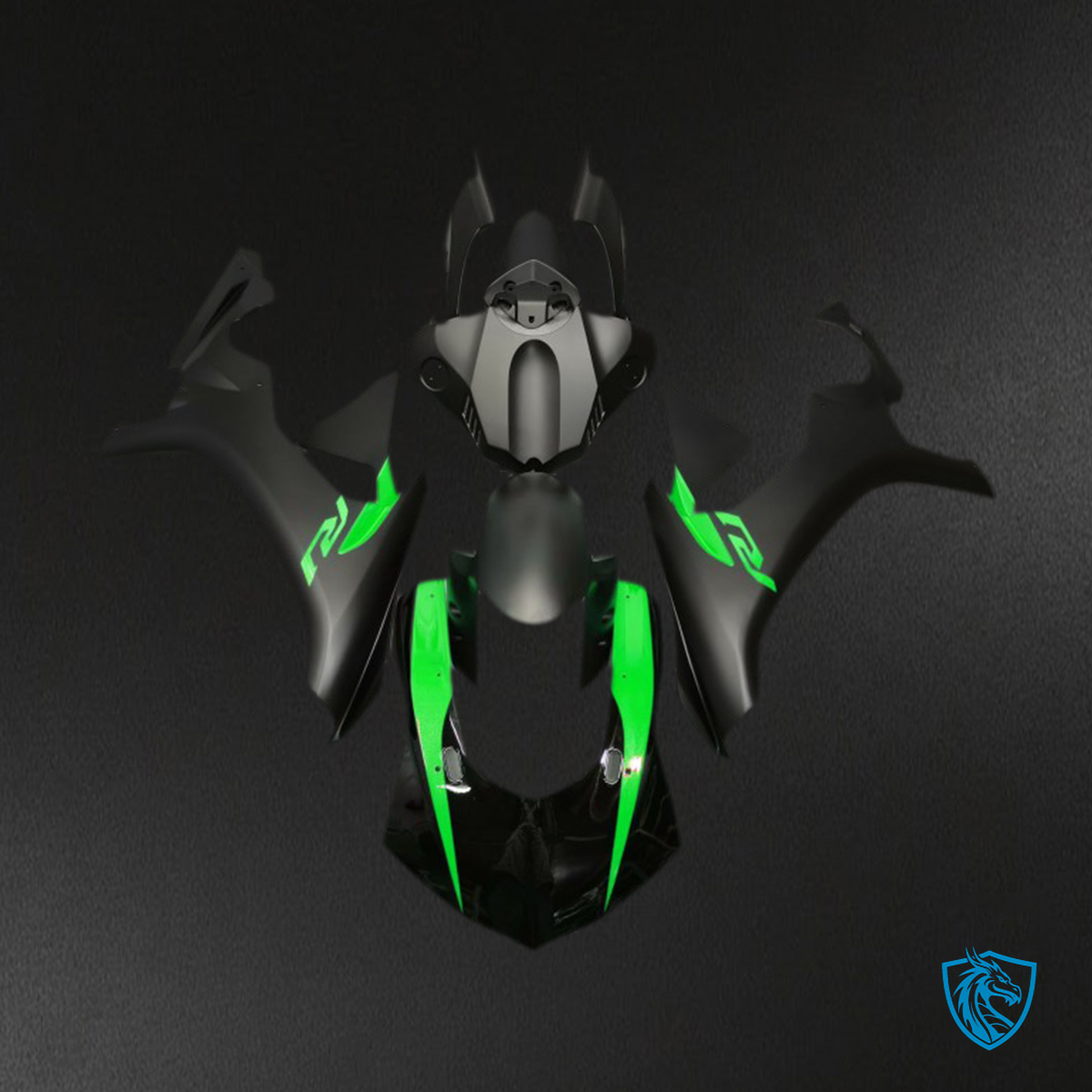 Yamaha R1 (2015-2019) Matte Black & Green Motorcycle Fairing Kit | ABS Bodywork