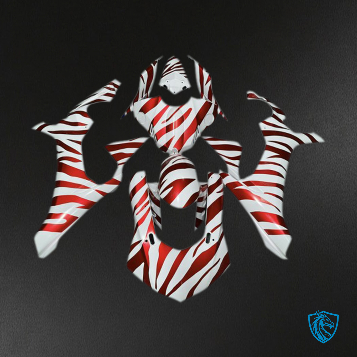 Yamaha R1 (2015-2019) Red & White Zebra Motorcycle Fairings Kit - Aftermarket ABS Bodywork