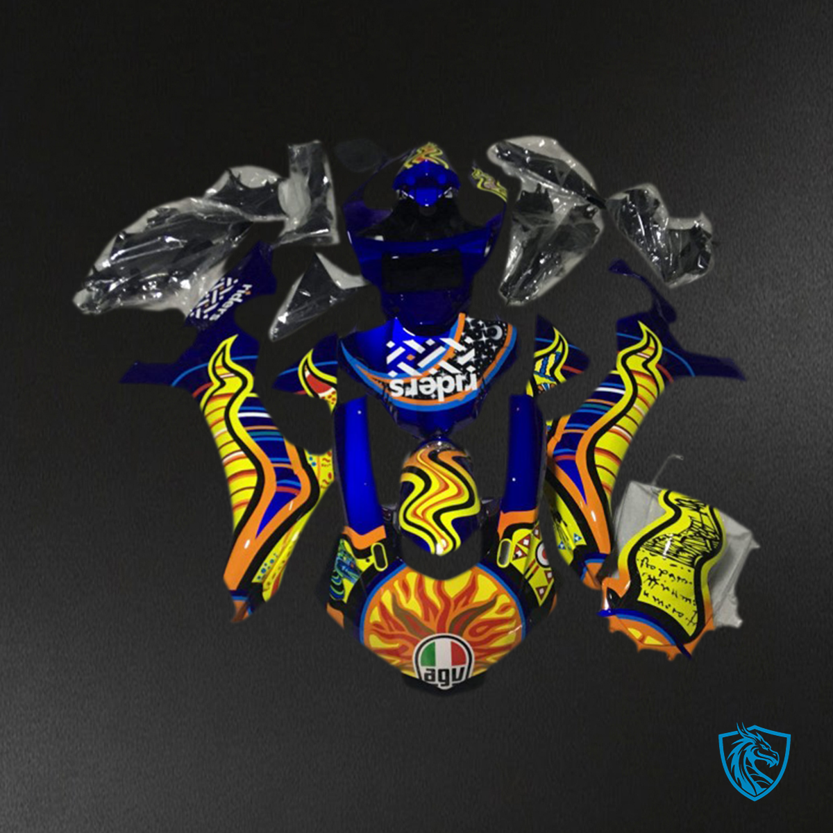 Yamaha R1 (2015-2019) Blue, Yellow & Orange Motorcycle Fairing Kit | ABS Bodywork