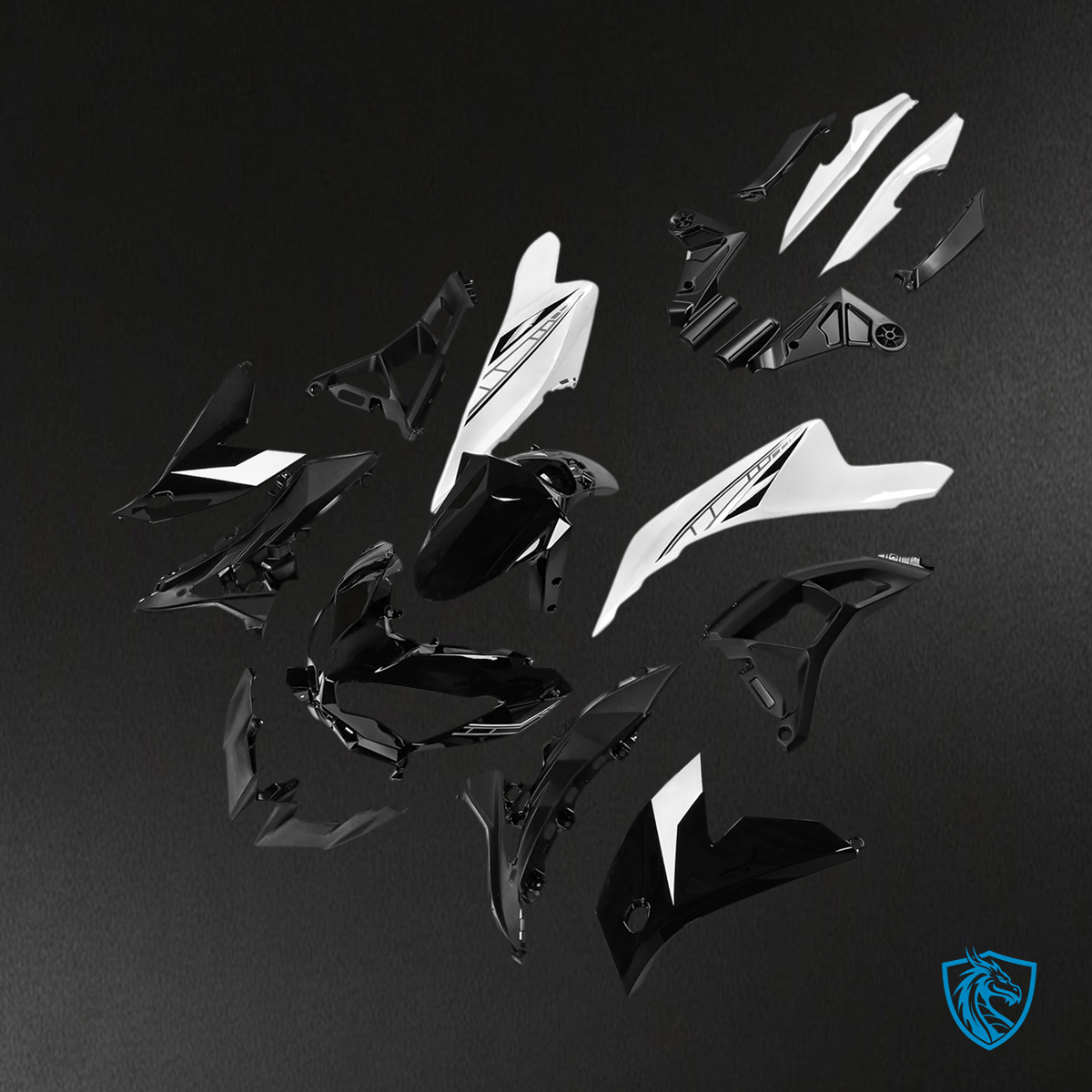 Kawasaki VERSYS 650 (2022-2024) KLE ABS Black & White - Custom ABS Fairing Set