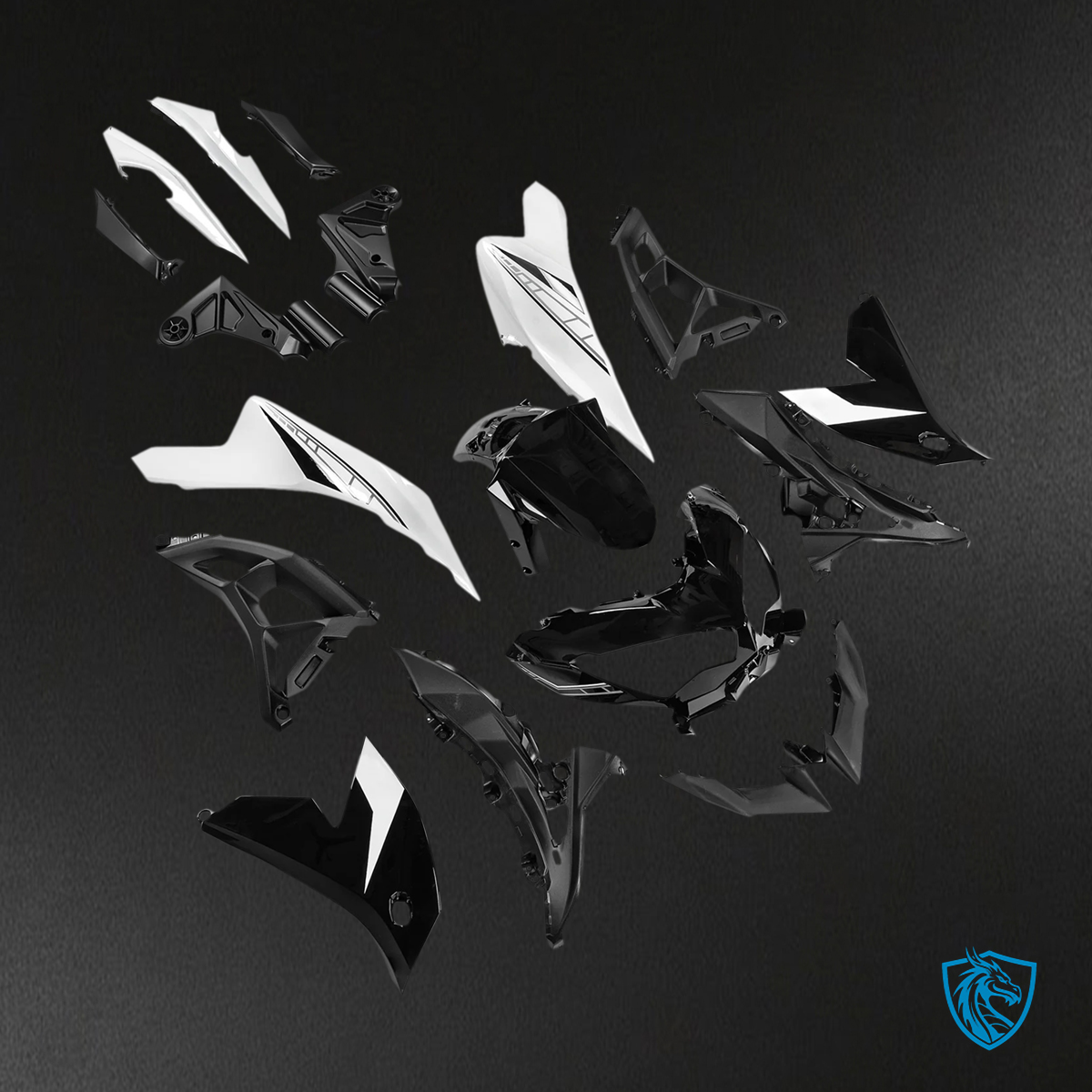 Kawasaki VERSYS 650 (2022-2024) KLE ABS Black & White - Custom ABS Fairing Set