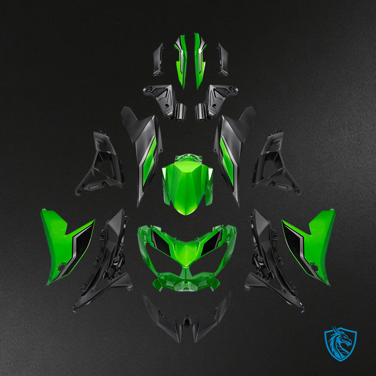 Kawasaki VERSYS 650 (2022-2024) KLE ABS Green Fairing Kit - Aftermarket ABS Bodywork