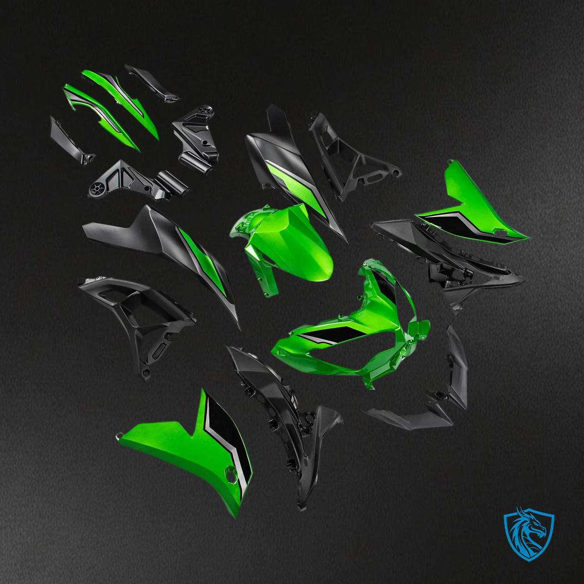 Kawasaki VERSYS 650 (2022-2024) KLE ABS Green Fairing Kit - Aftermarket ABS Bodywork