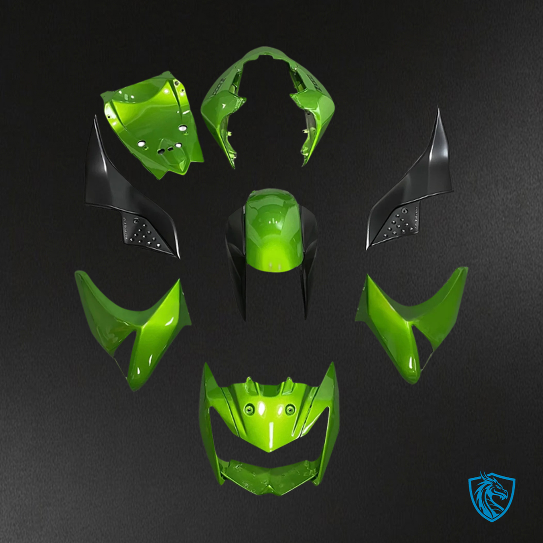 Kawasaki Z1000 (2007-2009) Black & Light Green - Fairing Kit