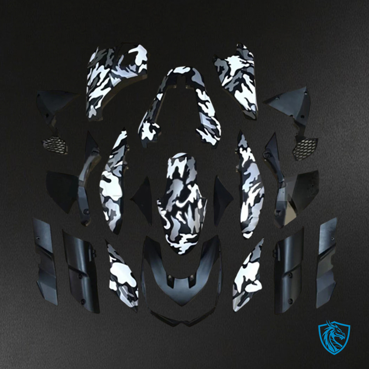 Kawasaki Z1000 (2010-2013) Black & White Camo - MERGEment Motorcycle Fairings Kit